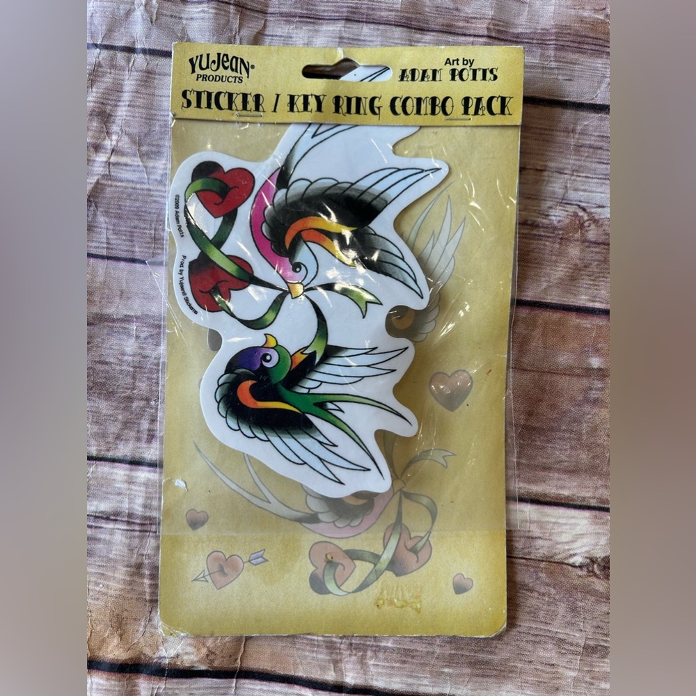 Yujean Adam Potts Window Sticker Keychain Combo Pack Swallows Tattoo